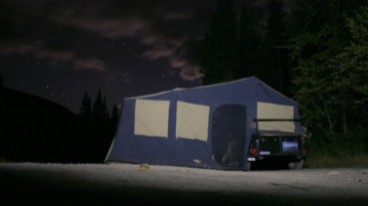 One tripod-less blurry image of camp at night. It was well below zero even in September.
